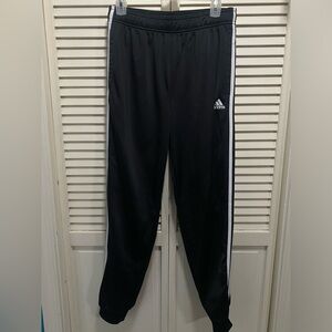 Adidas Women's Size M Black/White 3‎ Stripe Jogger Pants Drawstring Pockets Logo